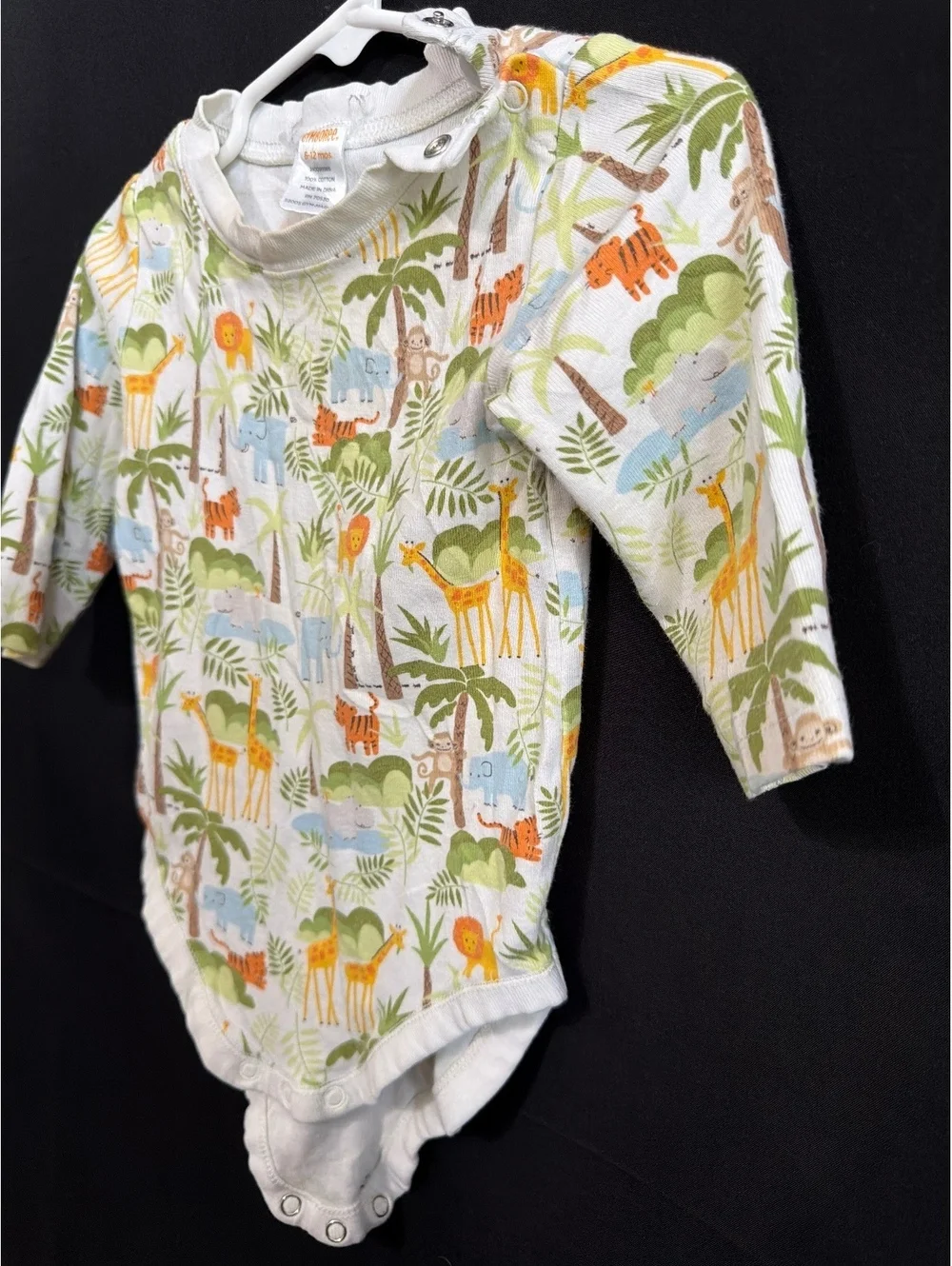 Gymboree Baby Long Sleeve Onesie with Jungle Animal Print 6-12 Months